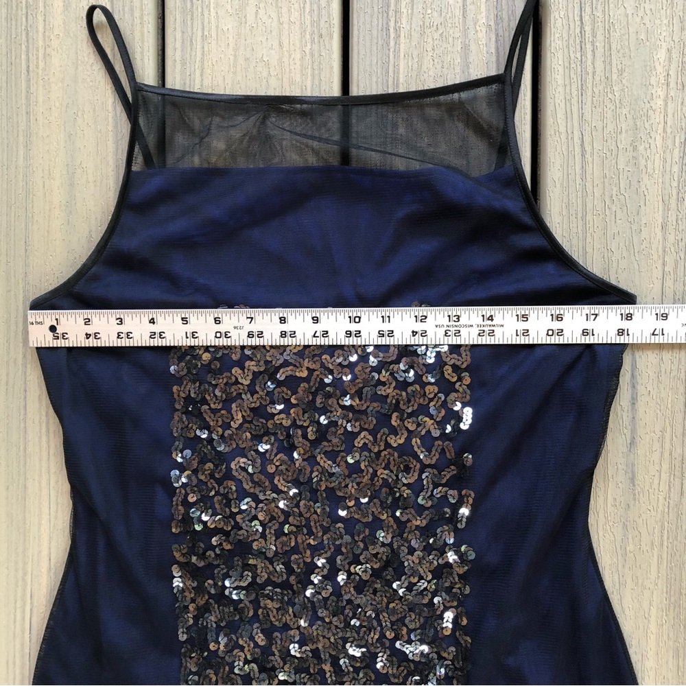 NWT Adrianna Papell Midnight Blue Sequin Evening Sleeveless Midi Dress Size 14 - Picture 5 of 8